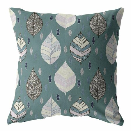 PALACEDESIGNS 20 in. Pine Green Leaves Indoor & Outdoor Throw Pillow Muted Green PA3098273